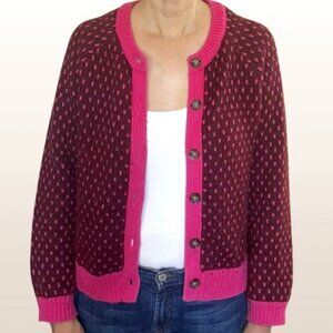 Marine Layer Ava Cardigan Sweater, Wine/Bubblegum Colors